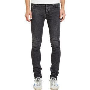 Ksubi Van Winkle Skinny Jeans Smoke Black Denim Button Fly Embroidered Size 33